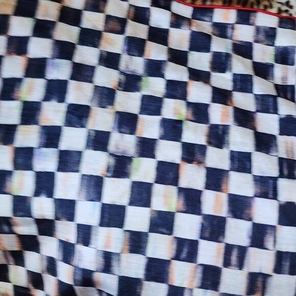 MACKENZIE-CHILDS COURTLY CHECK AND ANIMAL PRINT TABLECLOTH WITH TASSLES - Picture 5 of 5